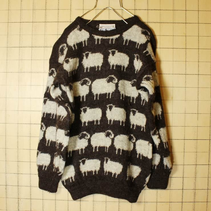 Euro Westmorland Knitwear ひつじ柄 ウール ニット セーター メンズS