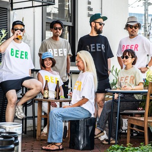 BEER アップリケロゴT ピンク