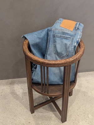 trois／ストレッチデニム ワイドストレートデニムパンツ