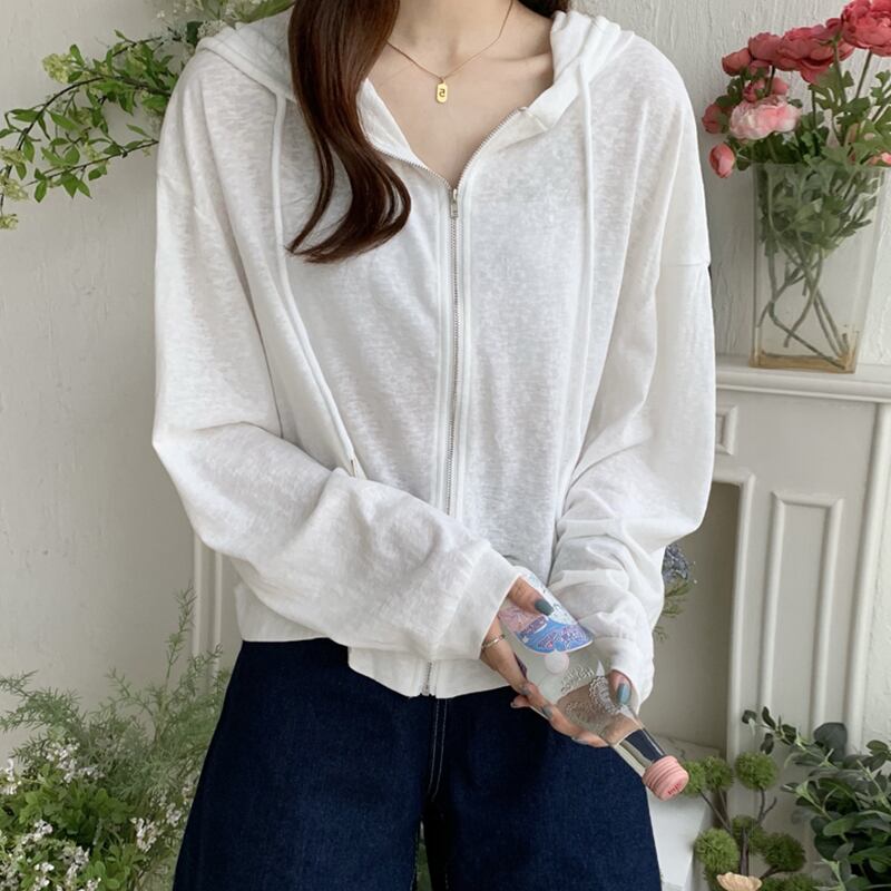 ホワイト薄手レディースサマーカーディガンジャケット シャツ 夏物 シルク スーパーモール66874236668