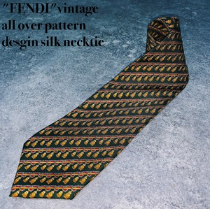 "FENDI"vintage all over pattern desgin silk necktie