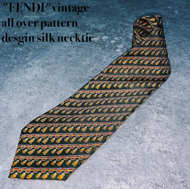 "FENDI"vintage all over pattern desgin silk necktie