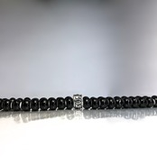 LEATHER BRACELET WHITE HEART BEADS [BLACK] / レザーブレスレット ホワイトハート・ブラック