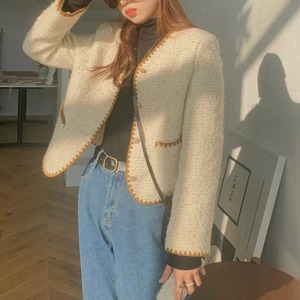 ノーカラーニットジャケット　A0780