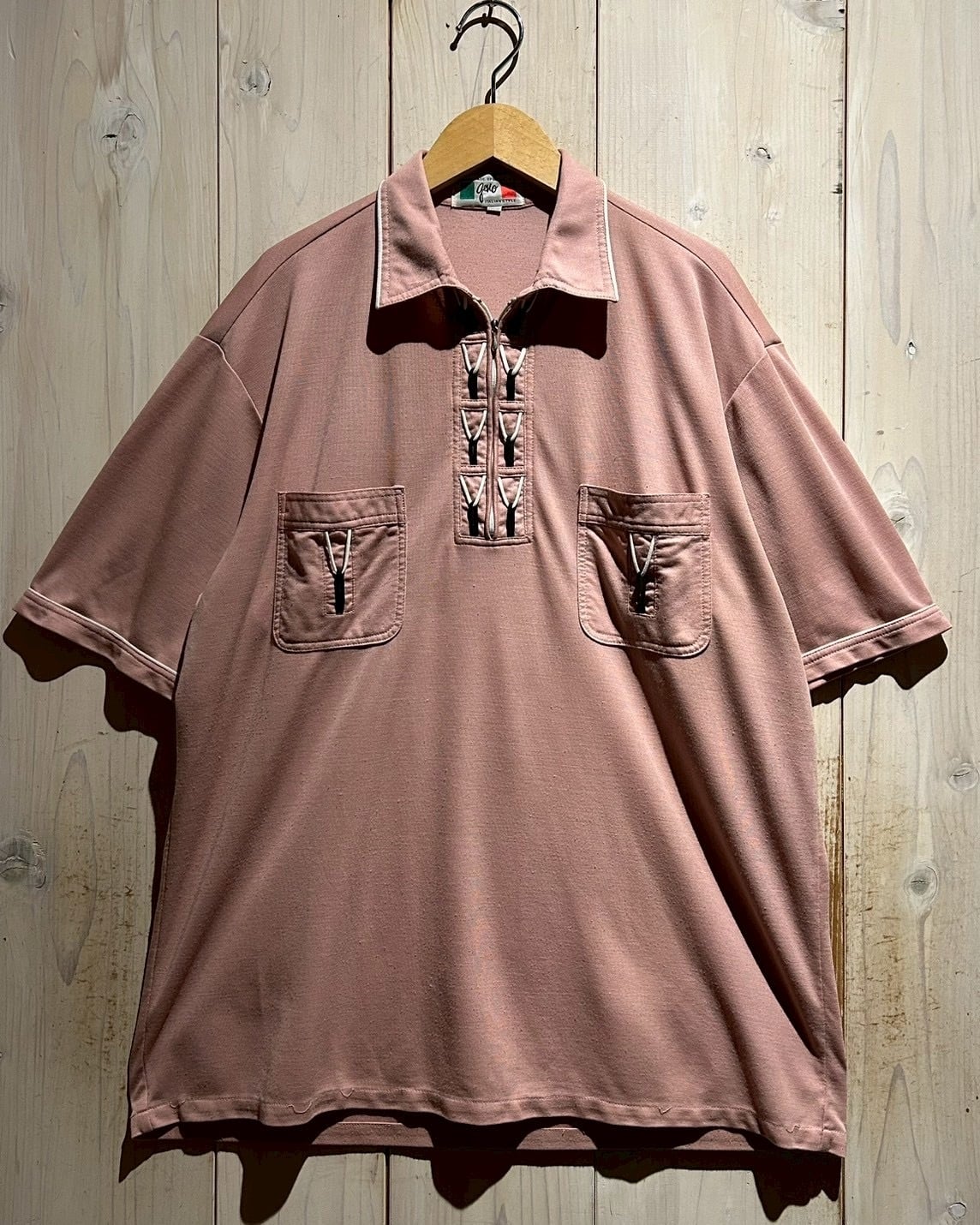 a.k.a.C.a.k.a vintage】80's〜90's Lace Gimmick Design Half Zip S/S