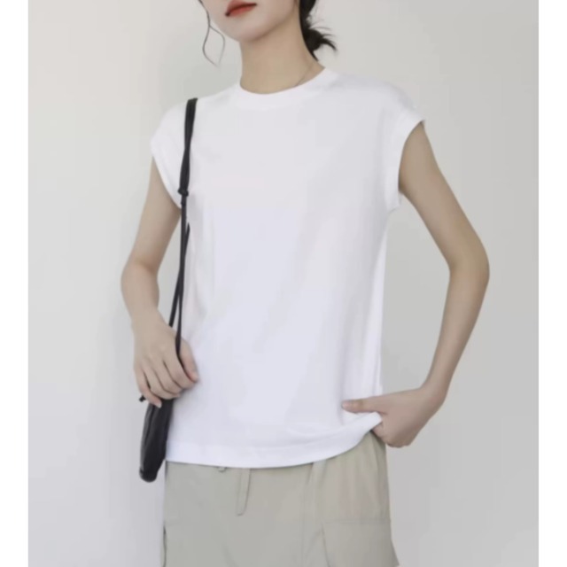 【ノースリーブクルーネックTシャツ 】P00347
