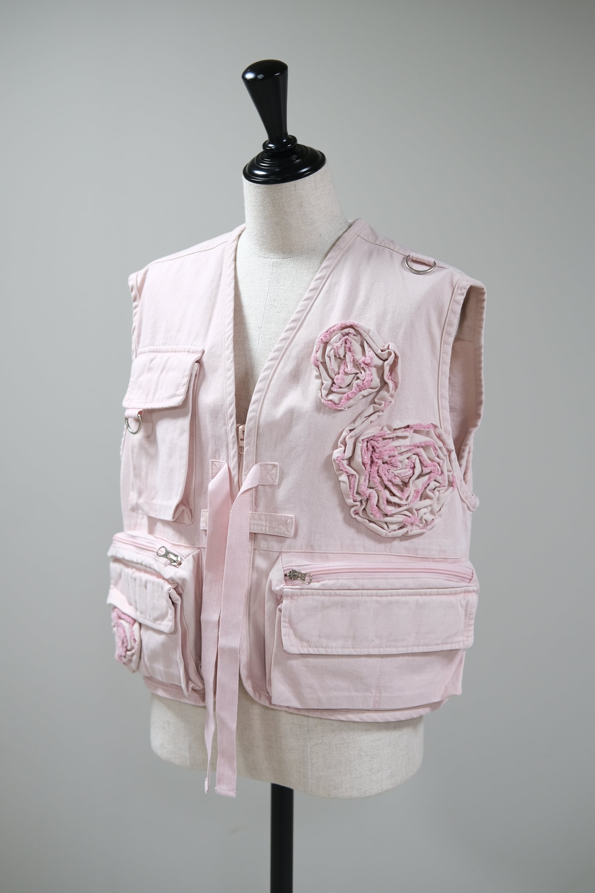 OPEN YY】APPLIQUE CARGO VEST - pink - | loop