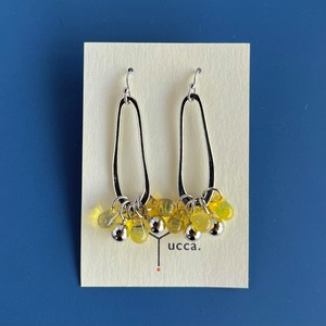 メタルフープ&ウォータードロップ（黄）ピアス