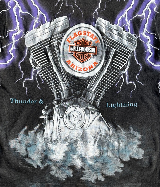 -HARLEY-DAVIDSON- Vintage 90s M Thunder & Lightning T-shirt