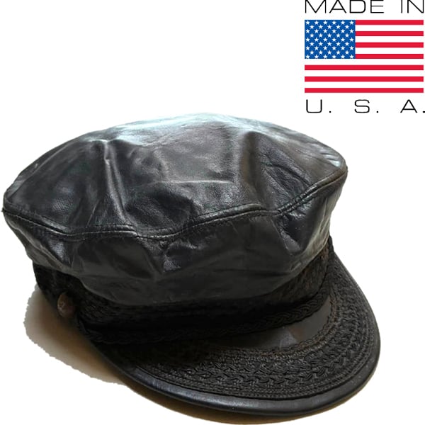 1点物◇USA製ビンテージ帽子レザー本革フィッシャーマンキャップ古着