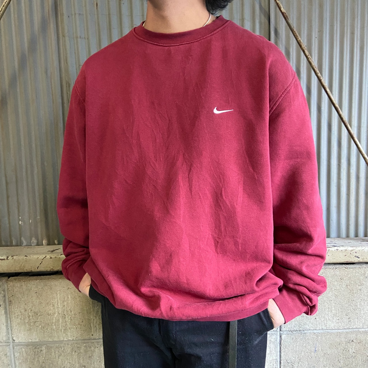 00年代 NIKE ナイキ スモールスウォッシュ ワンポイントロゴ刺繍 