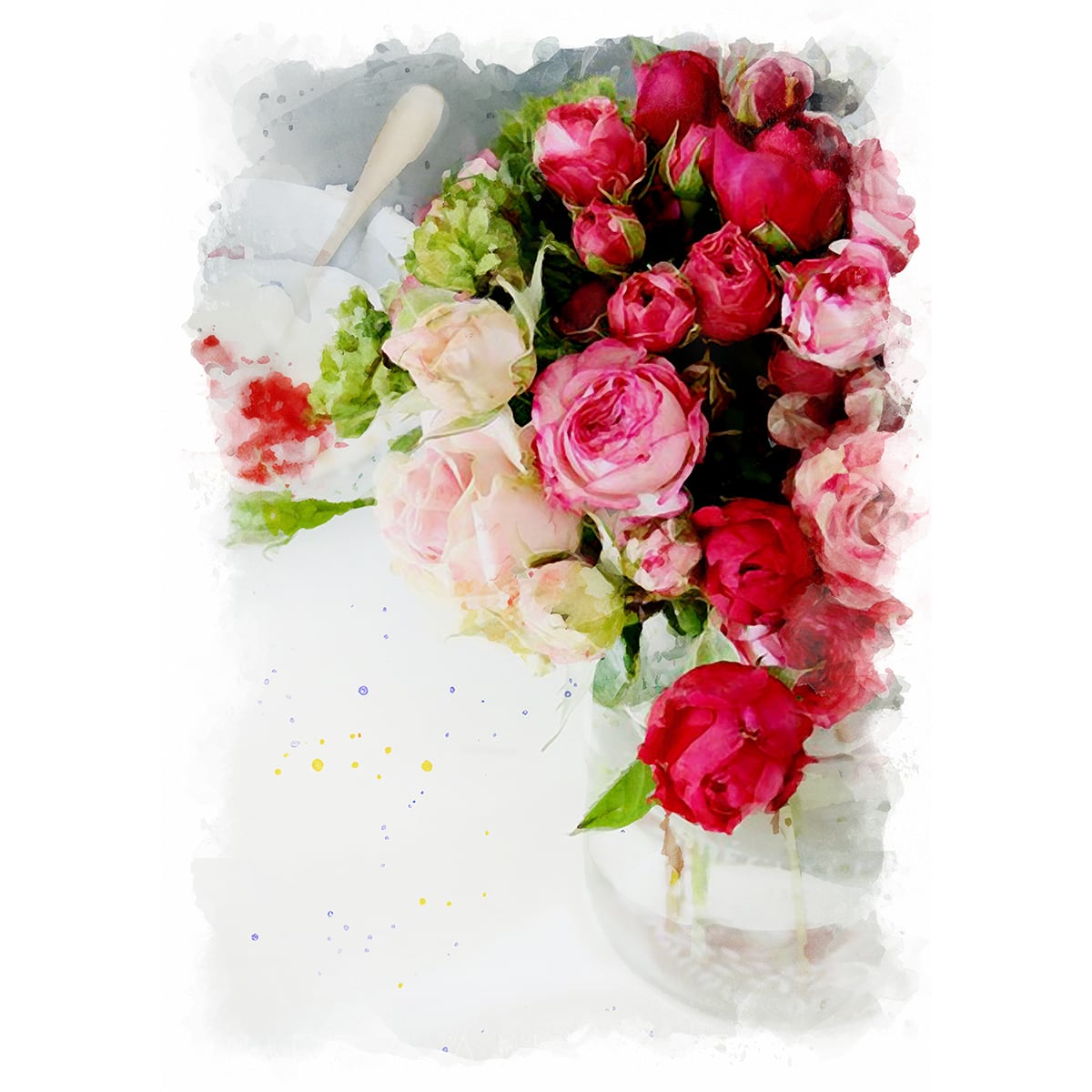 花瓶に生けたバラ 油彩画（S,Kuramoto 「花瓶の薔薇」油彩画67.5×87絵 