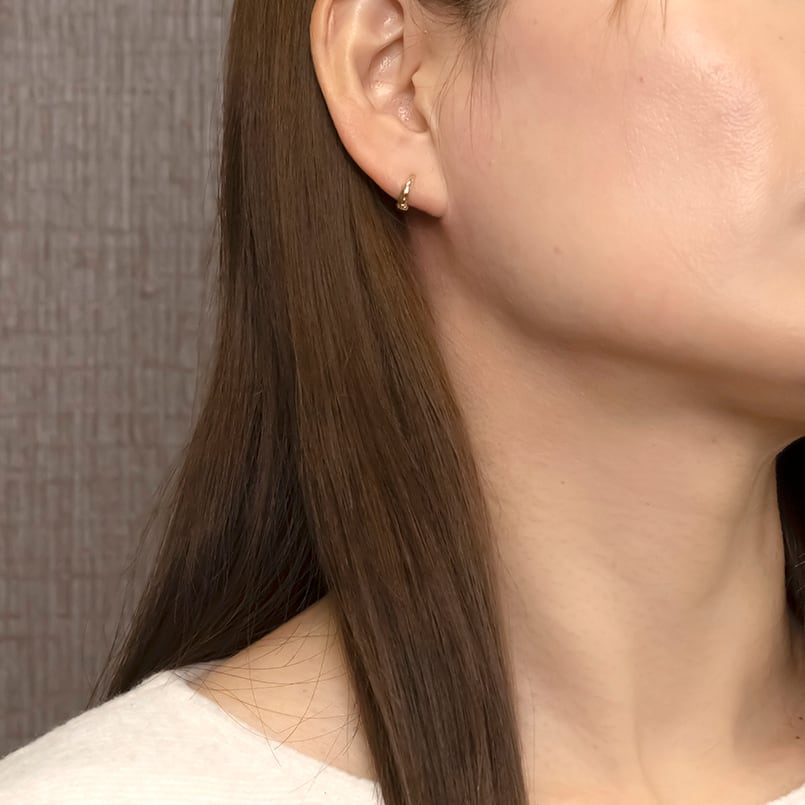 ピアリング 正規品 18金 プラチナ 片耳 フープ イヤリング 小さめ