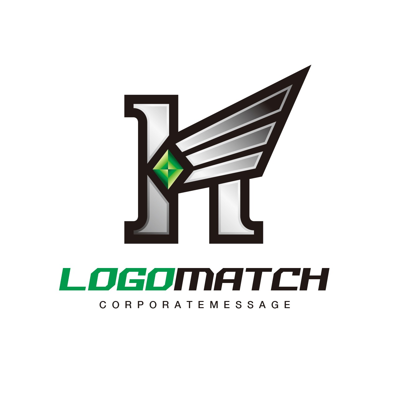 ダイナミックに飛翔するHのロゴ