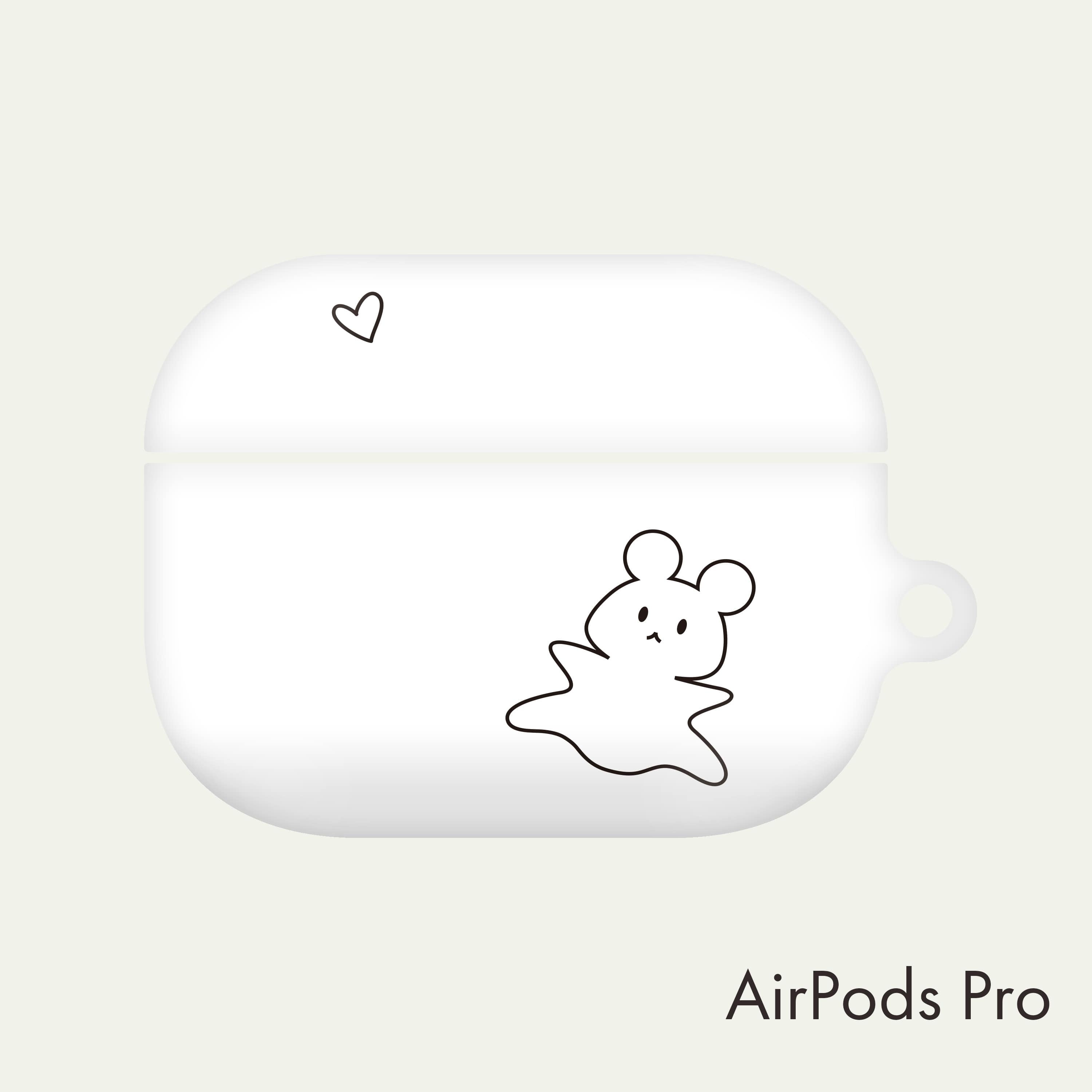 韓国 Airpods Pro ケース Yk Goods 可愛い くま キャラクター デザイナーズ エアーポッズ プロ用 カバー 幽霊 Ghost ハート 白 Yk08 韓国スマホケース専門店 Korean Case