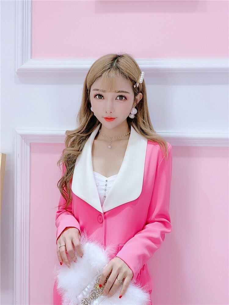 ☆【3カラー】【セットアップ】スーツ ジャケット ピンク パープル 紫