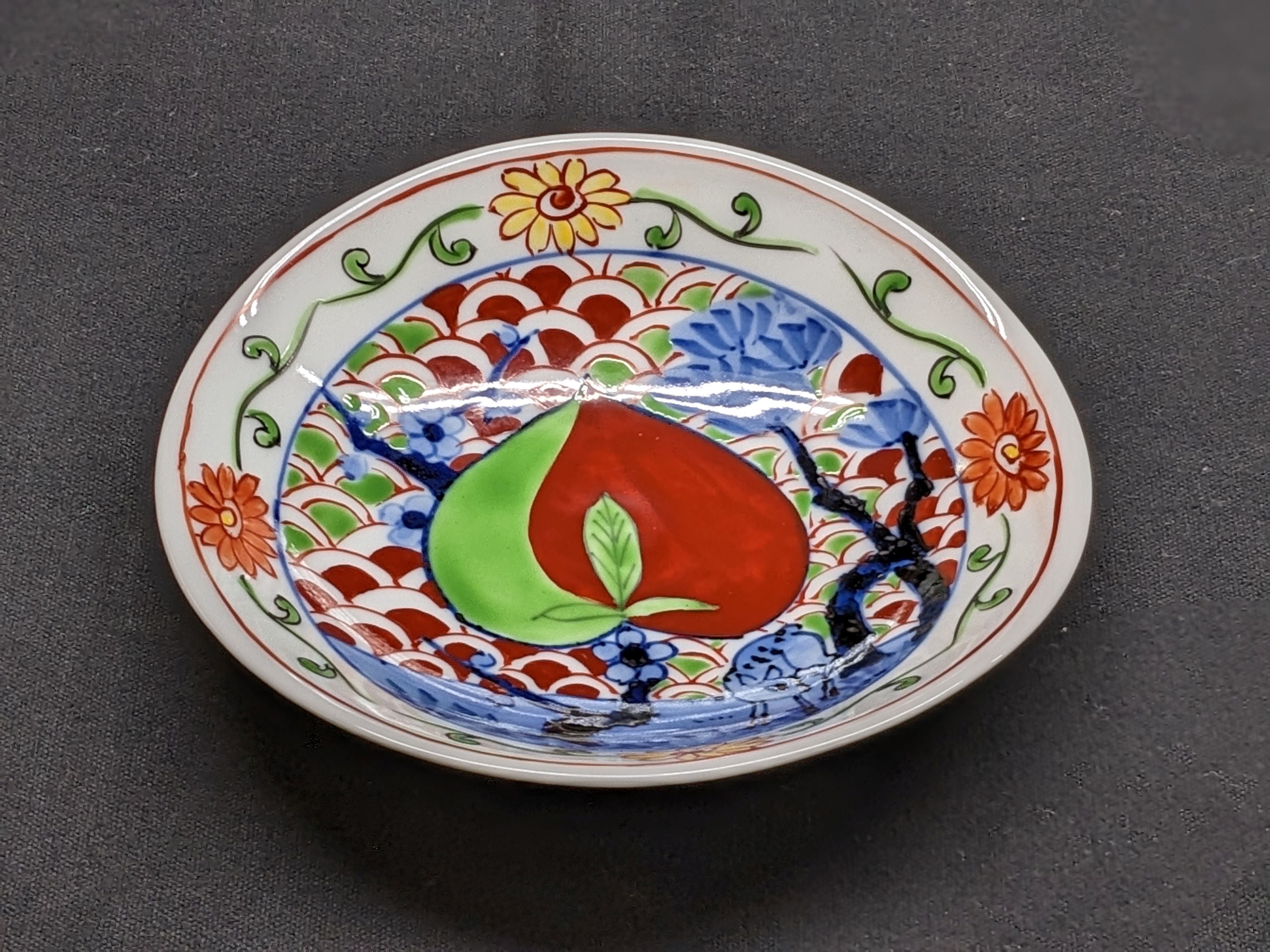 秋の陶磁器まつり特別価格 五彩桃絵俵中皿 受注生産 納期最長2ケ月