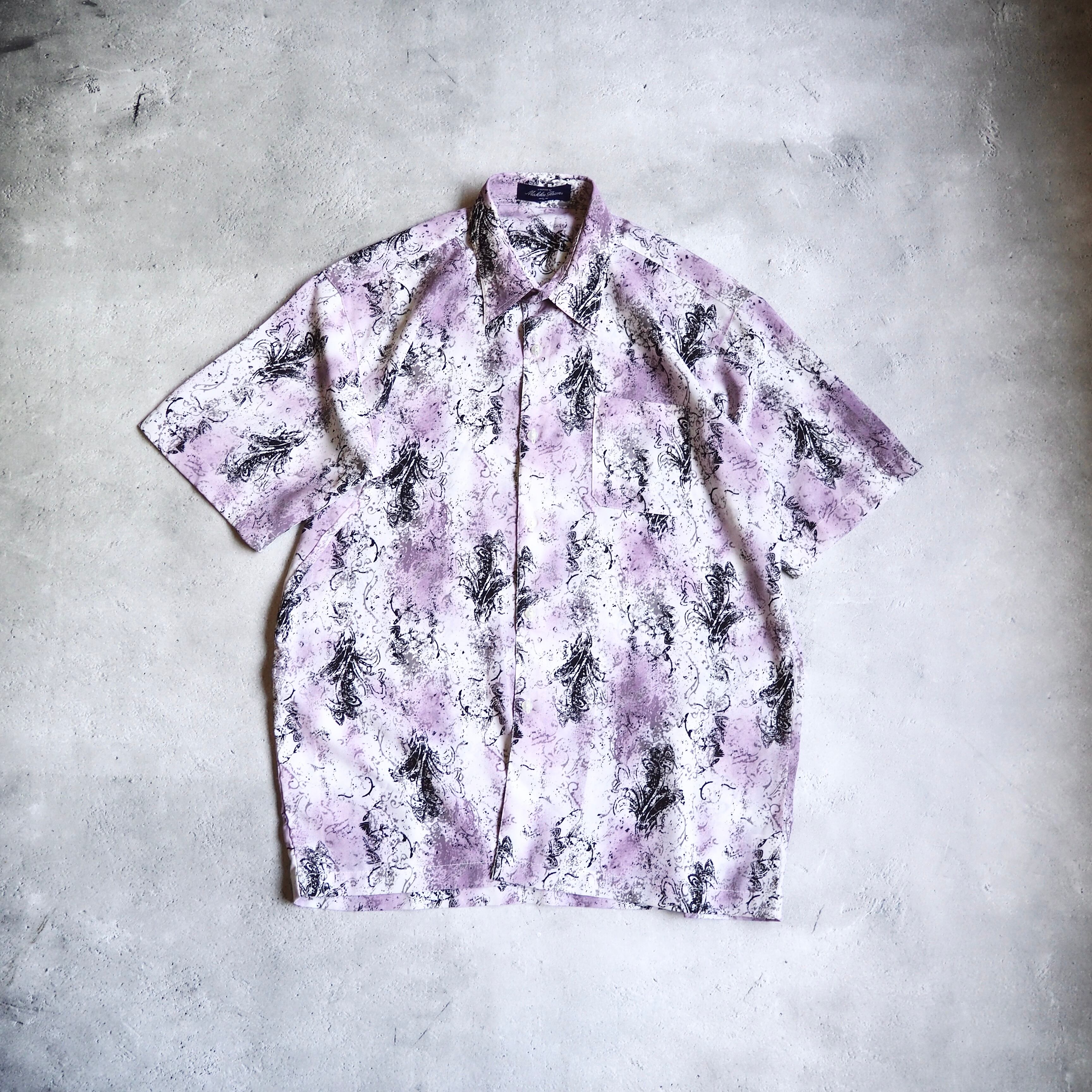 ” 紫煙 ” Bewitching Tribal art Full pattern Drape loose SS shirt