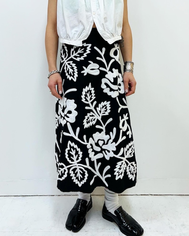 embroidery cotton long skirt