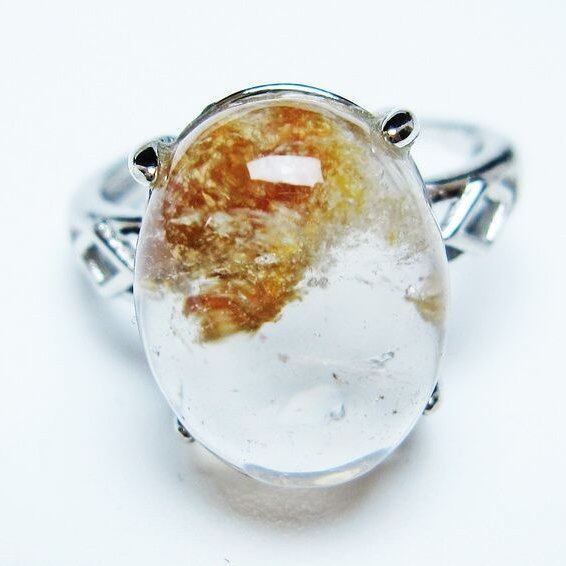 ガーデンクォーツ 指輪 ガーデン水晶 リング フリーサイズ 15号 一点物 メール便可 [M便 1/20] 115-6909