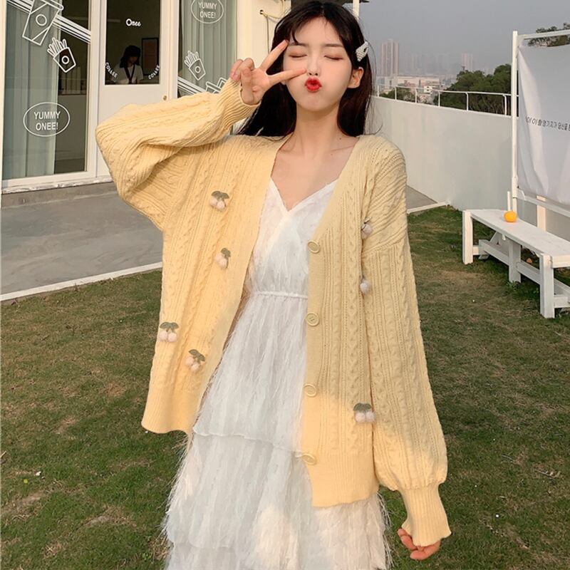 ニットカーディガンスタイルウィンタールーズ薄手ジャケット ロング 大人ガーリー スウィート キュート カジュアル 冬物 萌量不足65296889445