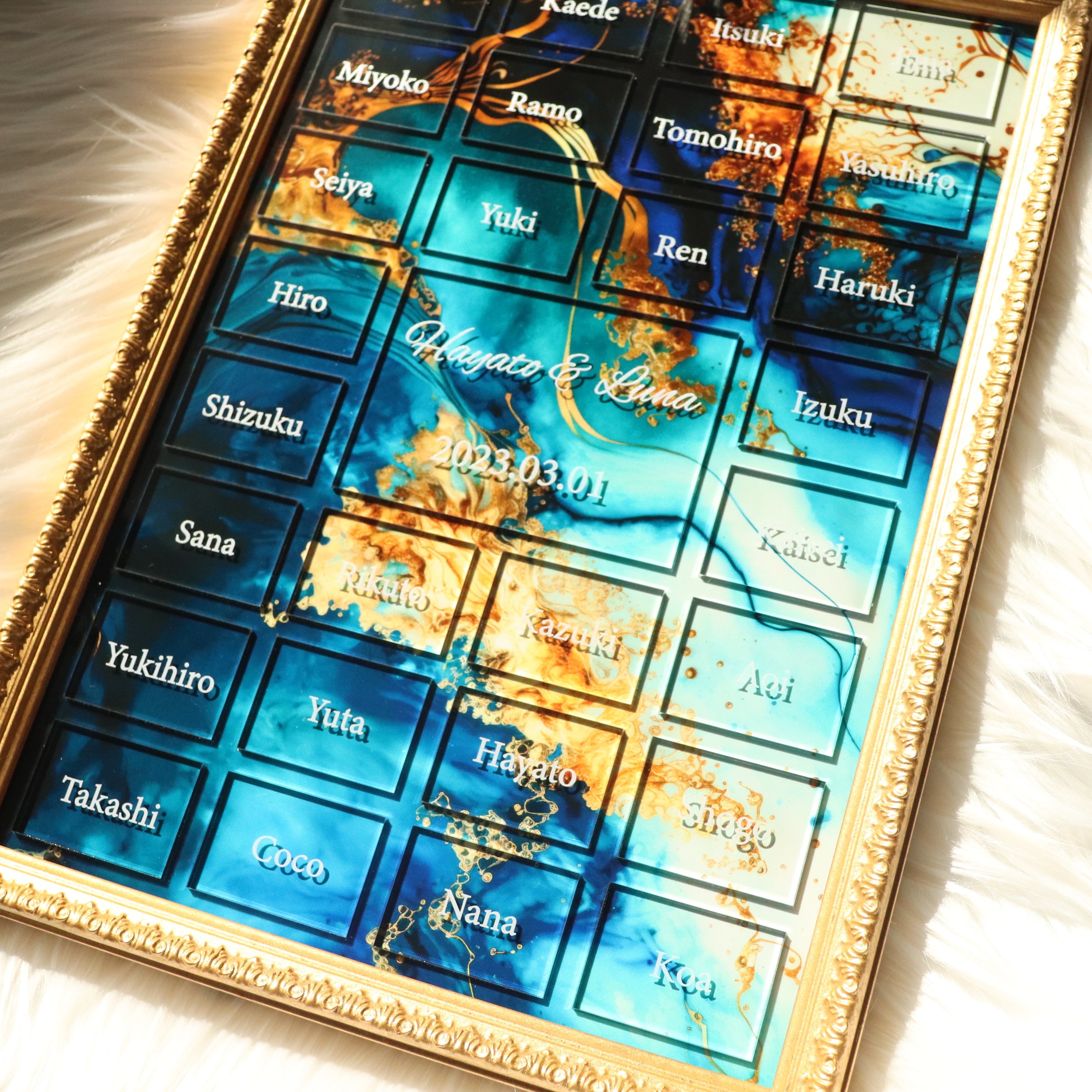 席札にもなる 参加型結婚証明書】アルコールインクデザイン