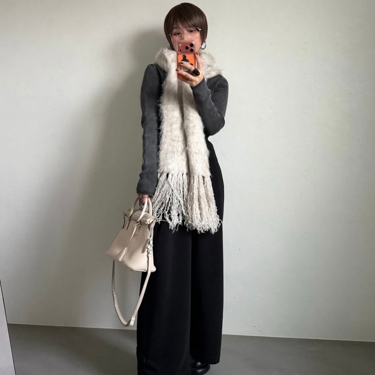 ボリュームシャギーストールマフラー/エクリュ