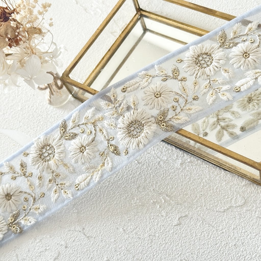 フェアリーテール [サックス]インド刺繍リボン 3587 | Pay ID