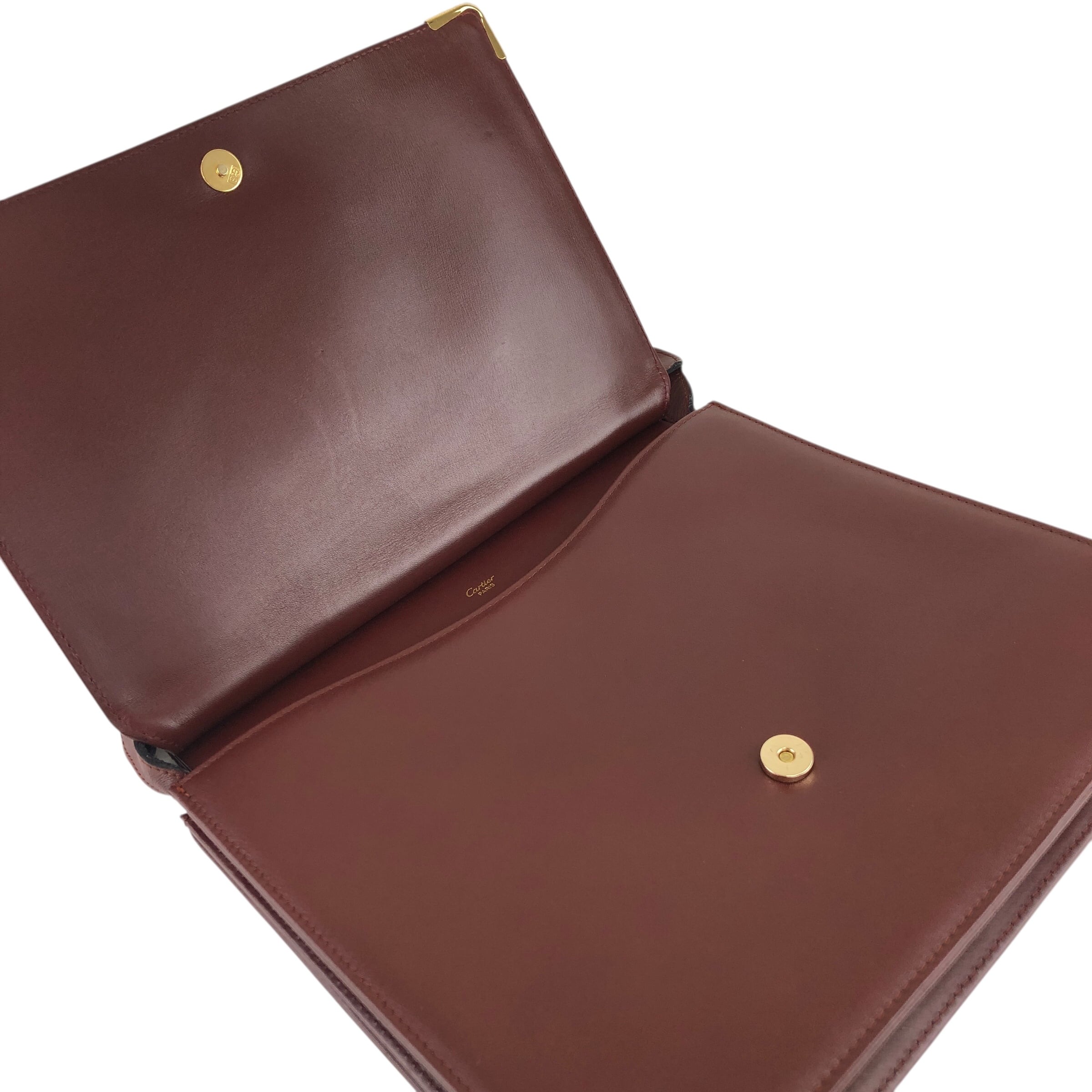 Cartier カルティエ ショルダーバッグ ボルドー ロゴ レザー フラップ