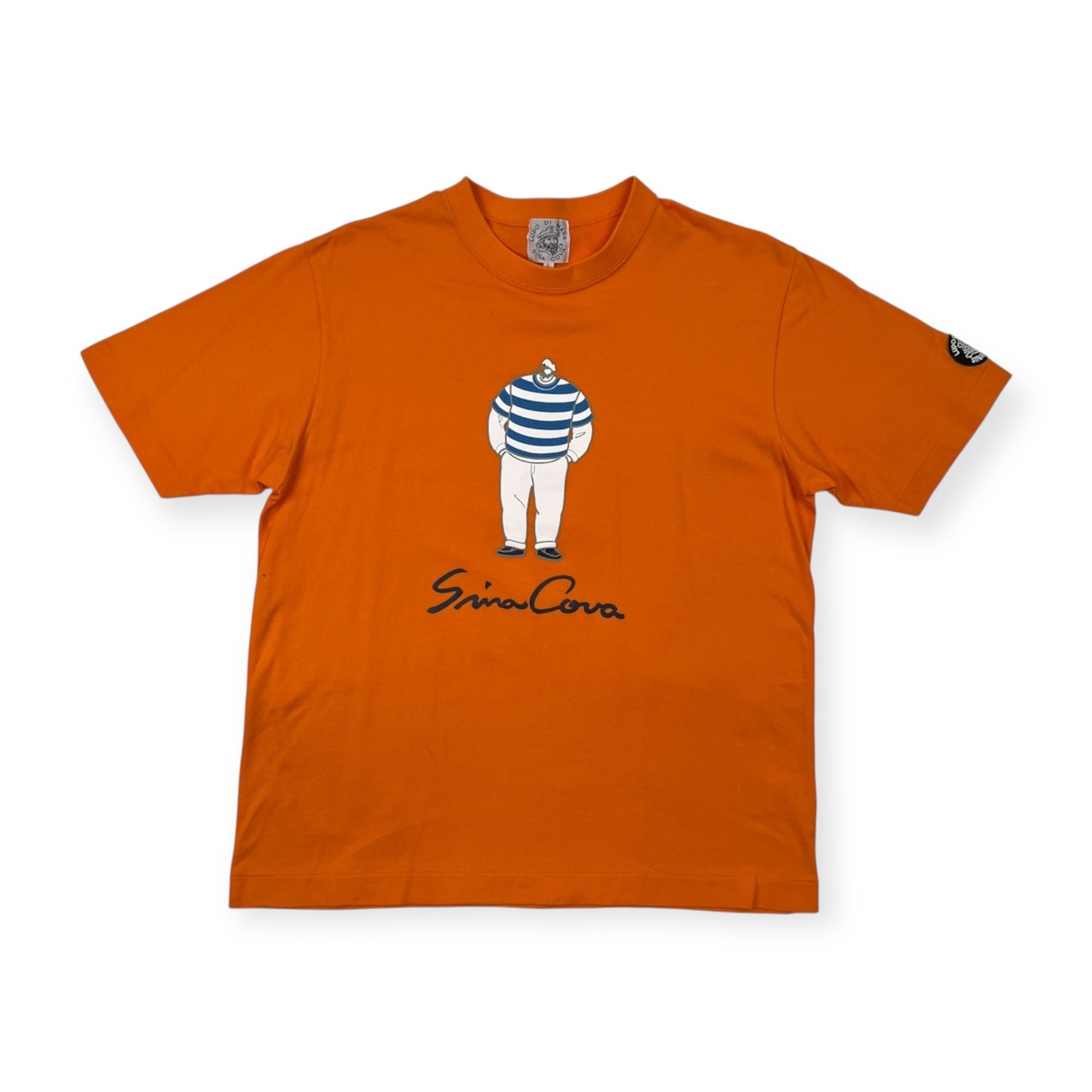 SINA COVA シナコバ プリント 半袖Tシャツ カットソー サイズ L /メンズ/オレンジ/マリン/日本製