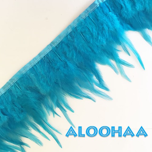 フェザーロール【ターコイズブルー】単色10-15cm丈　1ｍ #31-004TQ-CT  DIY 羽　衣装材料　タヒチアン　