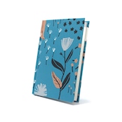 Multi-log note - 【ドット方眼・五段階評価】北欧ネコブルー / A6変形 / ハードカバーノート