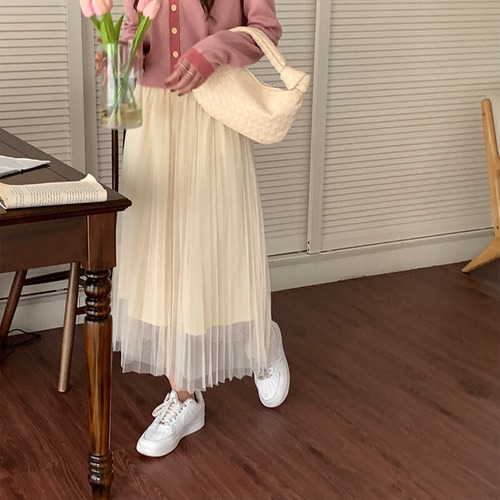 メッシュスカート 薄手Aラインオータム ロング 秋物 77style27580885894