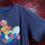 90s SESAME STREET スケボーエルモ　ヴィンテージTシャツ　フェードネイビー
