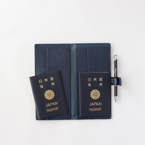 futari passport [Ocean Navy] | Couples Travel Dual futari Passport Holder Parent and Child Parents Children Leather Wallet Cover Wedding Anniversary Gift