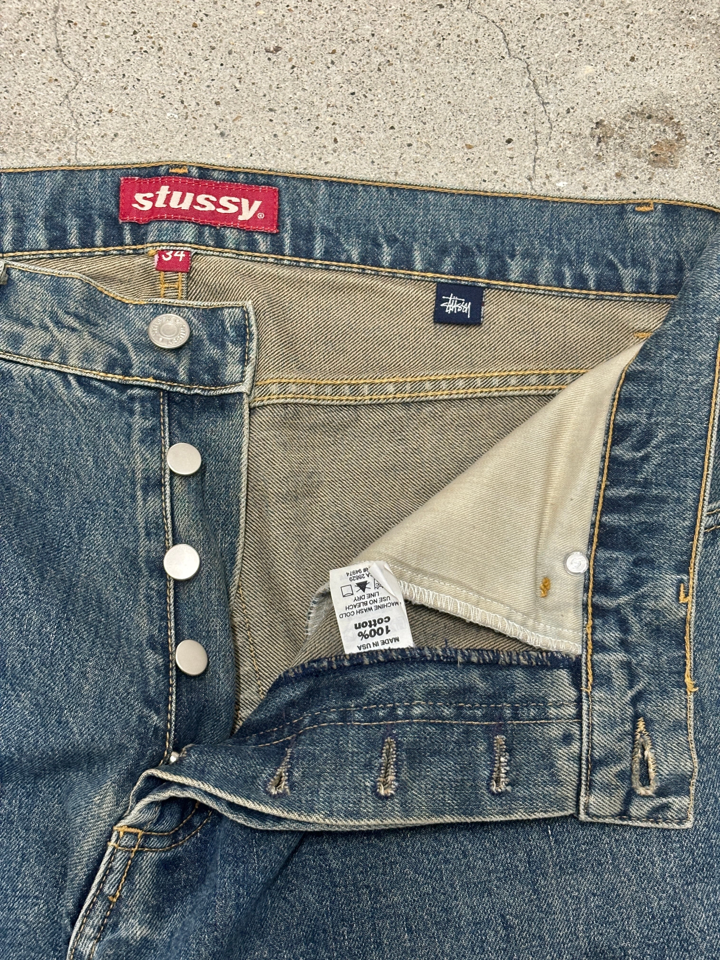 90～00s OLD STUSSY/Denim pants/USA製/W34/デニムパンツ/ストレ