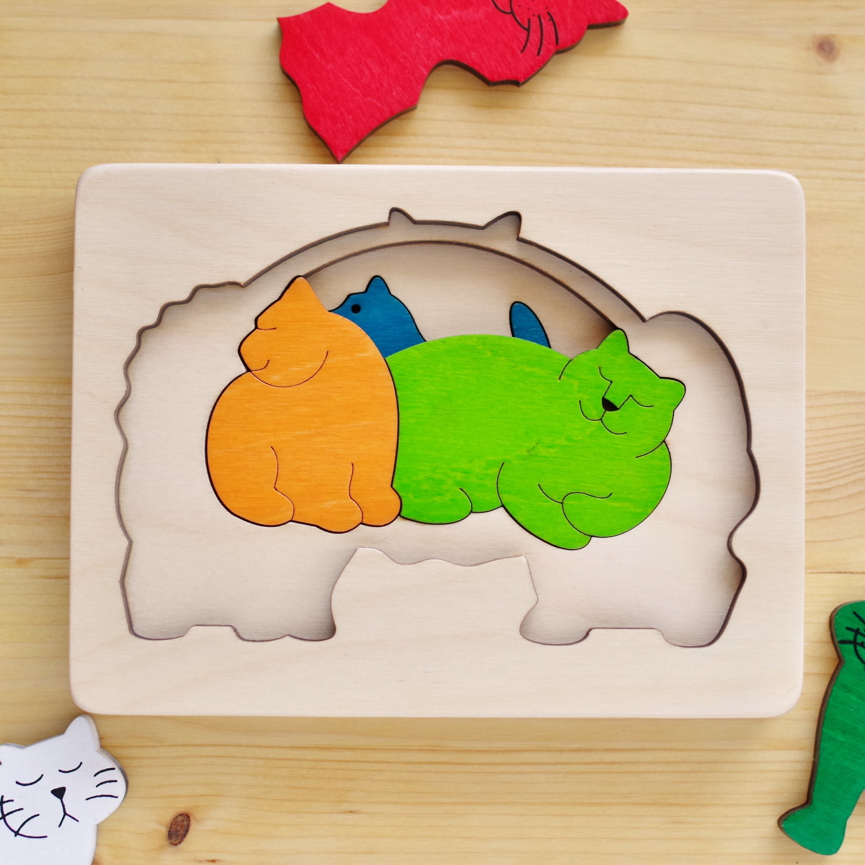 ジョージラック 3重パズル ねこ | 木のおもちゃ専門店 おもちゃ箱
