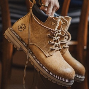 Retro Yellow Brown Suede Leather Boots / レトロ イエロー ブラウン スエード レザー ブーツ