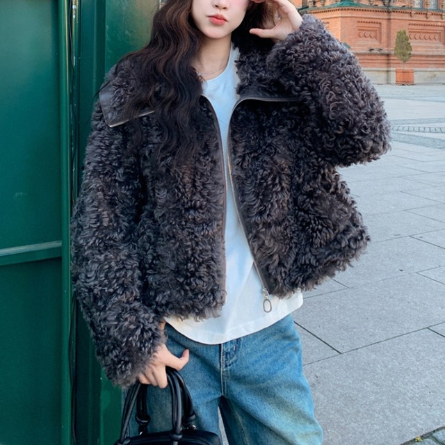 ジップアップ ショート丈 ボアコート　204524