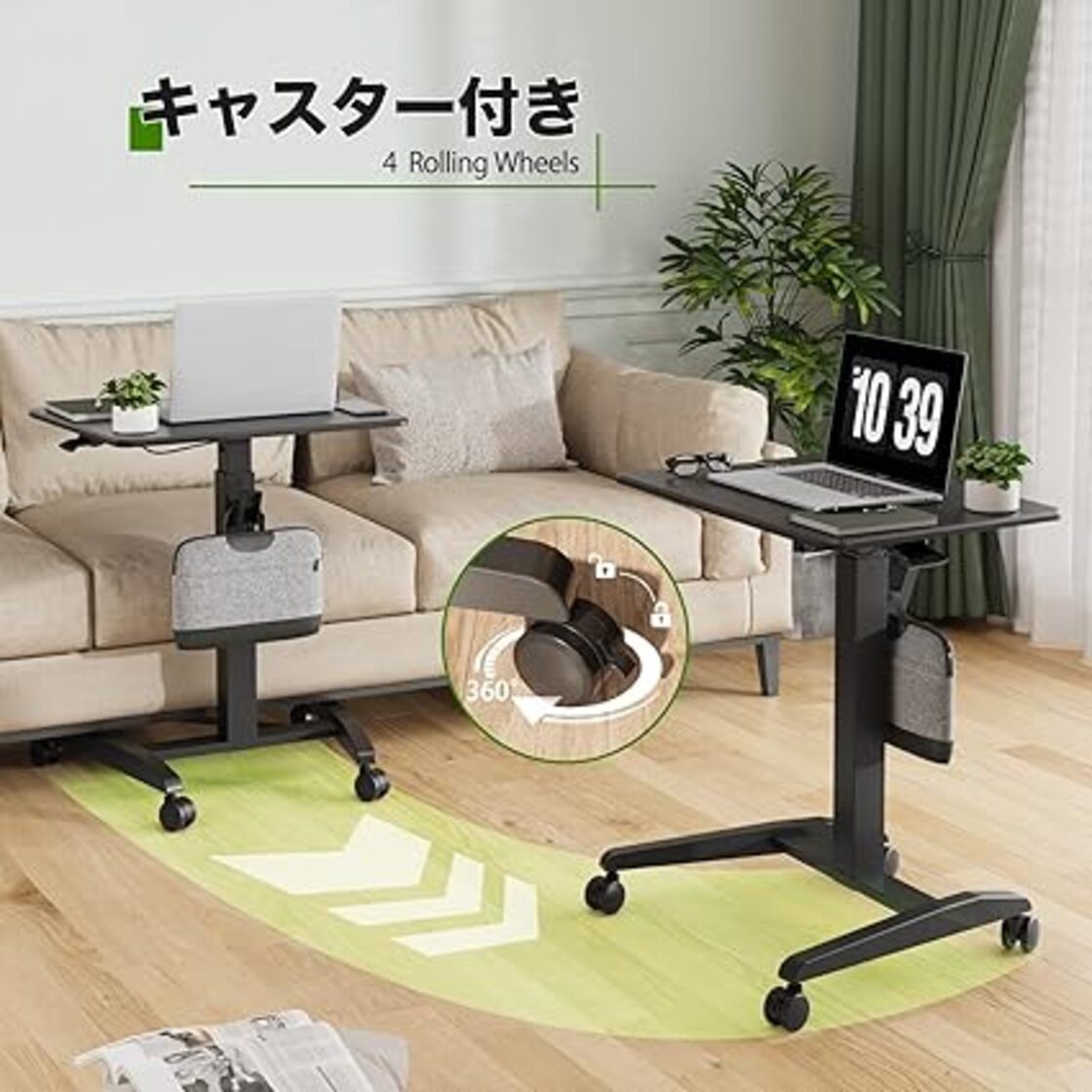 GIBBON MOUNTS スタンディングデスク 移動式 昇降デスク ブラック 