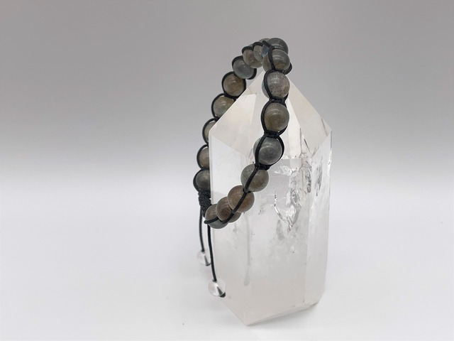 編みブレスレット（ラブラドライト・水晶）