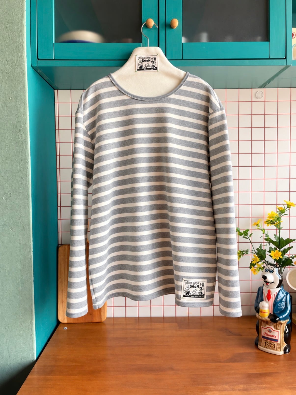 human/予約【noonoosoom】Stripe Long Sleeve T-Shirt （gray）