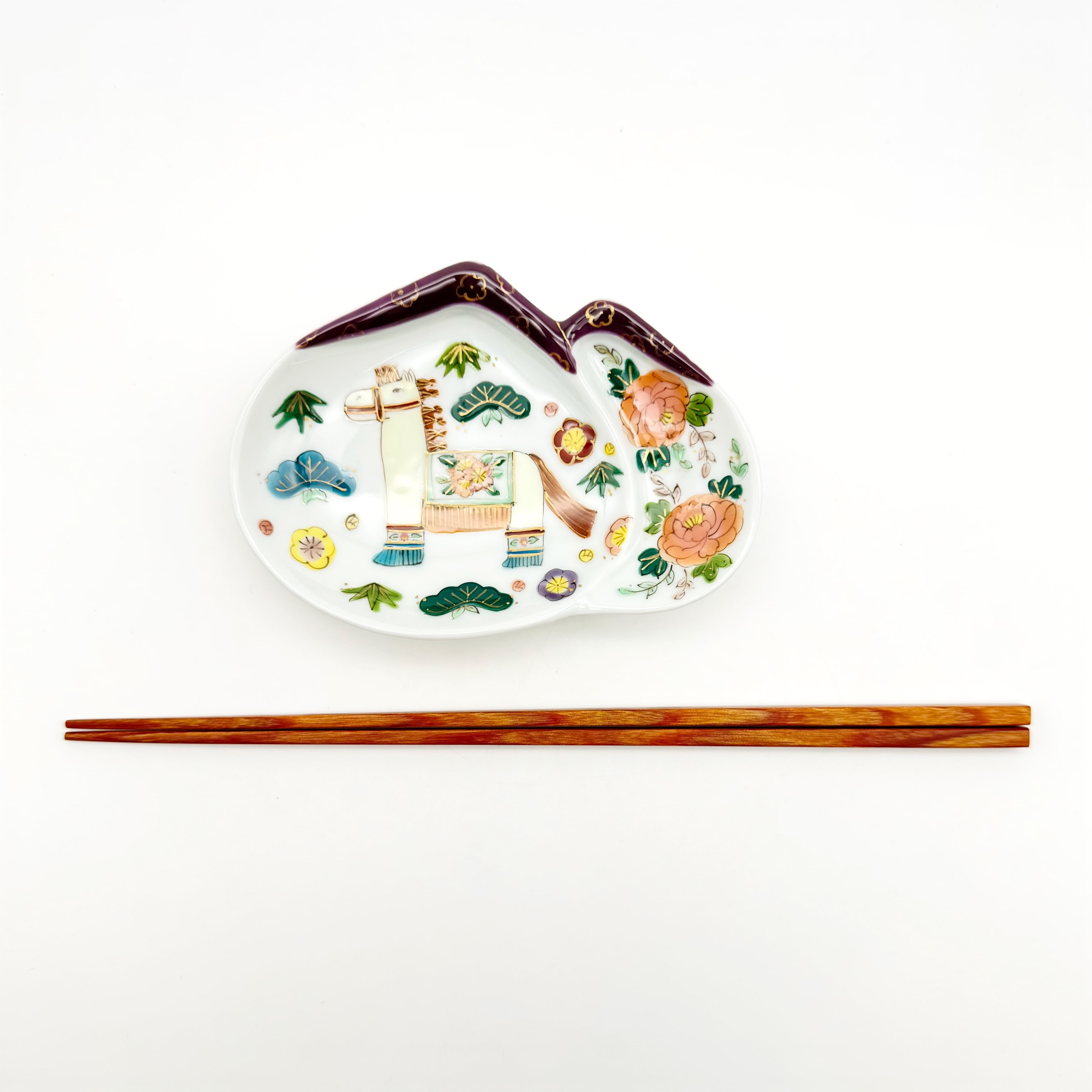 午(松竹梅と牡丹) 二枚貝小皿《曽我部治子》 | 24to3［西富陶磁器