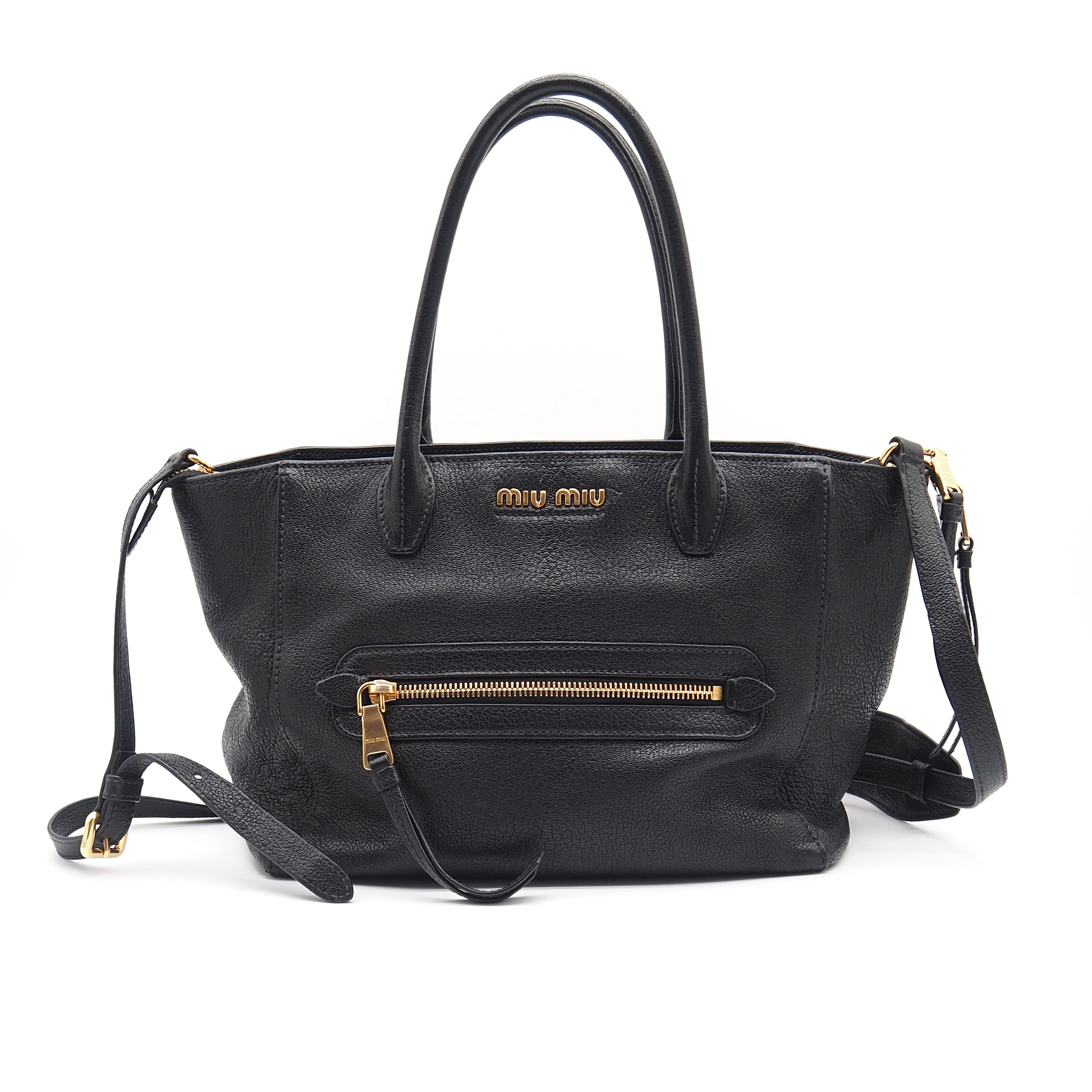 MIUMIU マドラス ハンドバッグ ショルダーバッグ レザー ブラック 