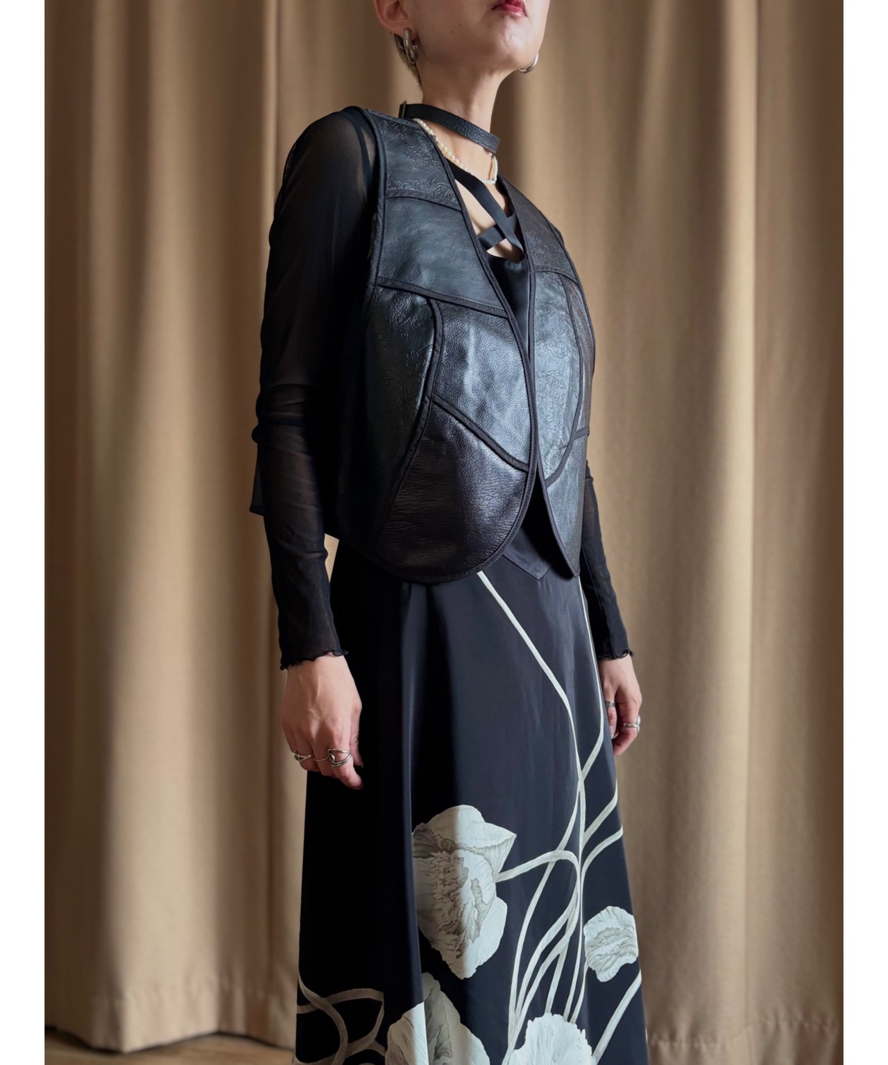 80-90s vintage real leather vest-4873-9