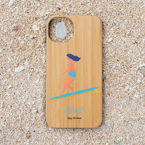 TIDA Original wood IPhone case Surfer girl (Bamboo)