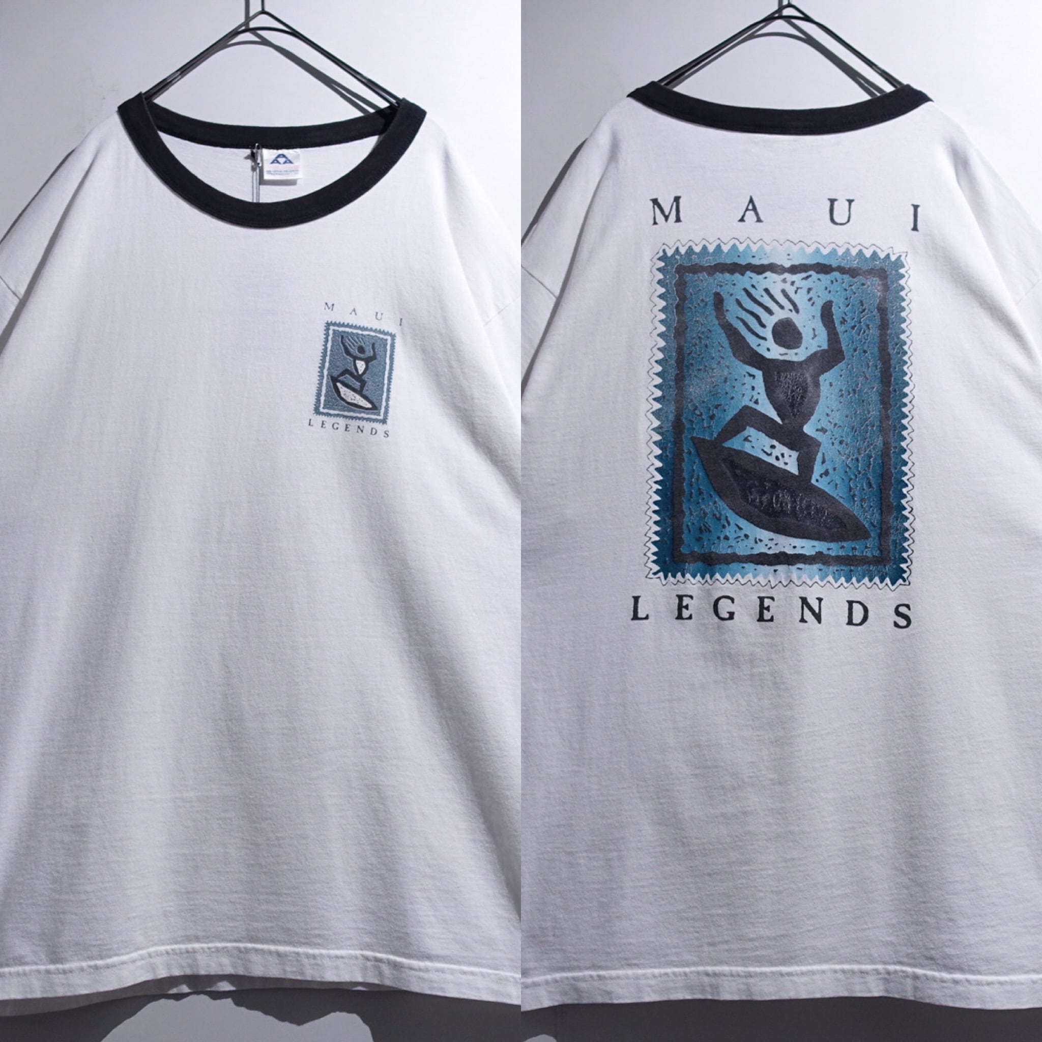 White x Black Print Design Ringer T-shirt