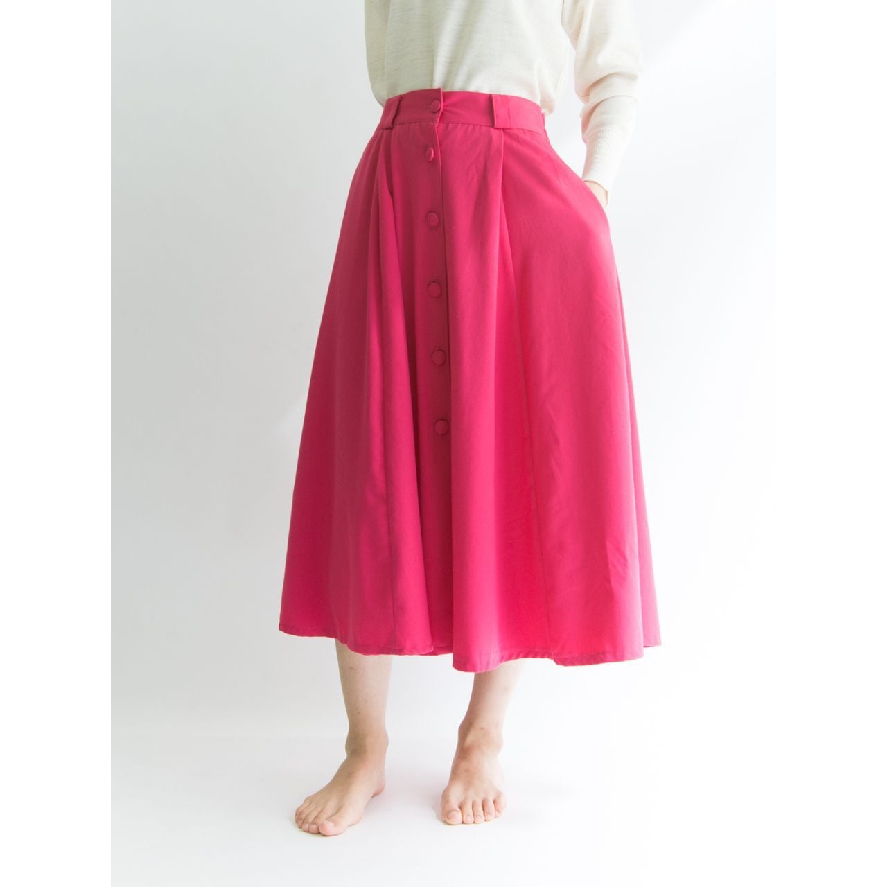【Made in France】mi-mollet length flare skirt（フランス製 ミモレ丈フレアスカート）2c