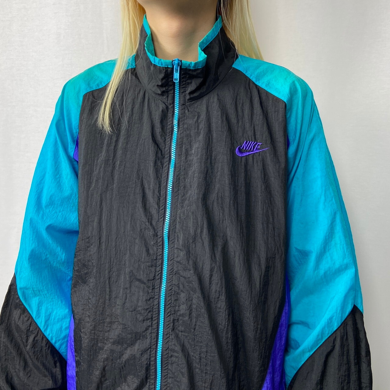 90年代 NIKE ナイキ 銀タグ ワンポイントロゴ刺繍 切替デザイン 