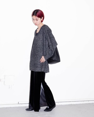 1990s side slit velour maxi skirt